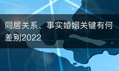 同居关系、事实婚姻关键有何差别2022