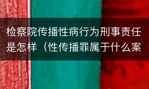 检察院传播性病行为刑事责任是怎样（性传播罪属于什么案件）