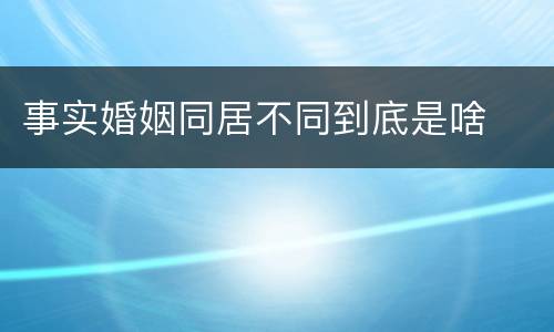 事实婚姻同居不同到底是啥