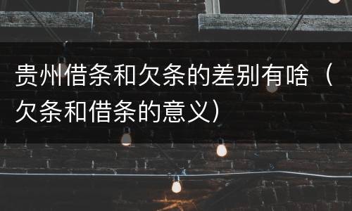 贵州借条和欠条的差别有啥（欠条和借条的意义）