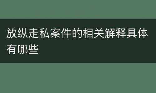 放纵走私案件的相关解释具体有哪些