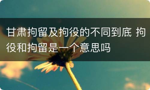 甘肃拘留及拘役的不同到底 拘役和拘留是一个意思吗