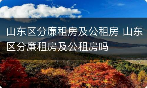 山东区分廉租房及公租房 山东区分廉租房及公租房吗