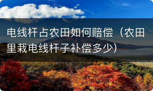 电线杆占农田如何赔偿（农田里栽电线杆子补偿多少）
