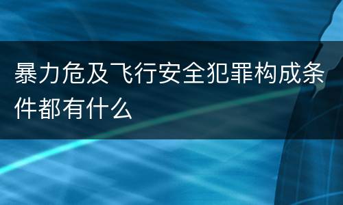暴力危及飞行安全犯罪构成条件都有什么