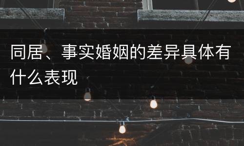 同居、事实婚姻的差异具体有什么表现