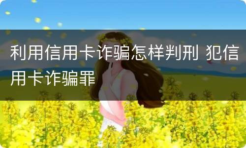 利用信用卡诈骗怎样判刑 犯信用卡诈骗罪