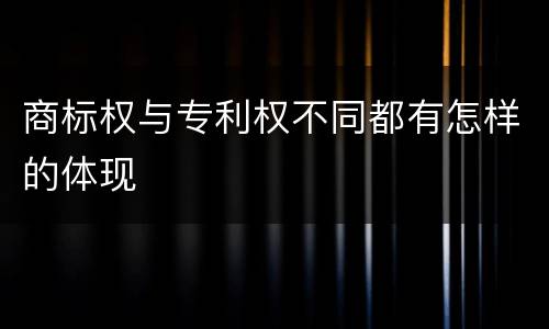 商标权与专利权不同都有怎样的体现