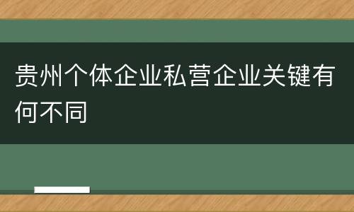 贵州个体企业私营企业关键有何不同