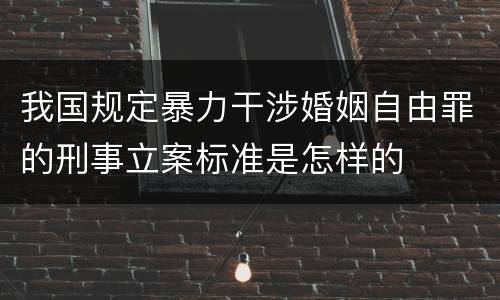 我国规定暴力干涉婚姻自由罪的刑事立案标准是怎样的