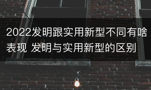 2022发明跟实用新型不同有啥表现 发明与实用新型的区别