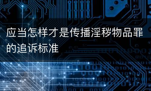 应当怎样才是传播淫秽物品罪的追诉标准