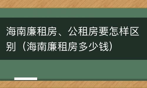 海南廉租房、公租房要怎样区别（海南廉租房多少钱）
