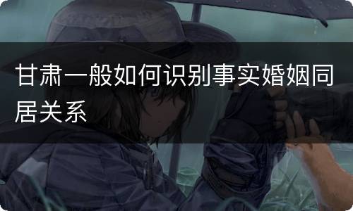 甘肃一般如何识别事实婚姻同居关系