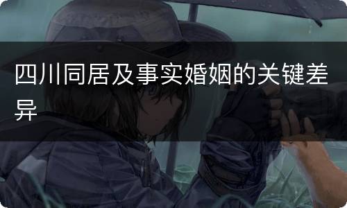四川同居及事实婚姻的关键差异