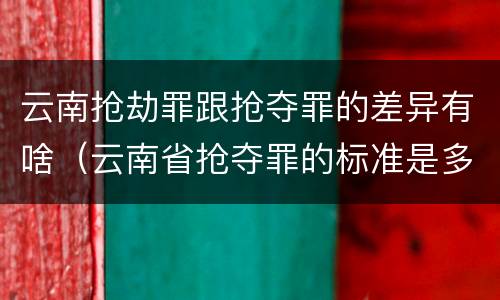 云南抢劫罪跟抢夺罪的差异有啥（云南省抢夺罪的标准是多少?）