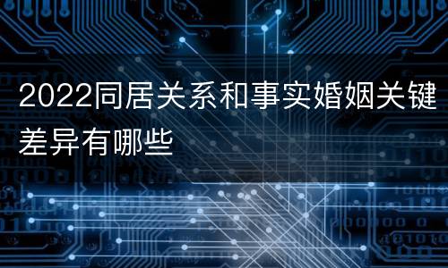 2022同居关系和事实婚姻关键差异有哪些