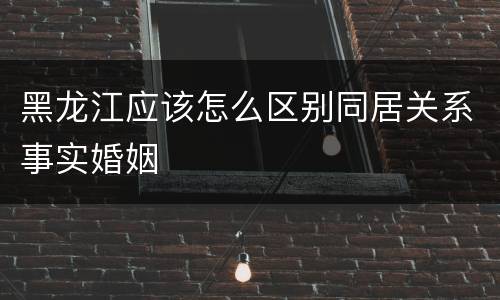 黑龙江应该怎么区别同居关系事实婚姻
