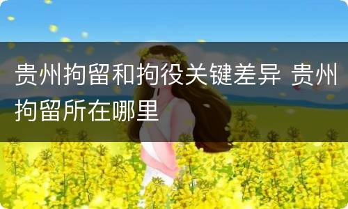 贵州拘留和拘役关键差异 贵州拘留所在哪里