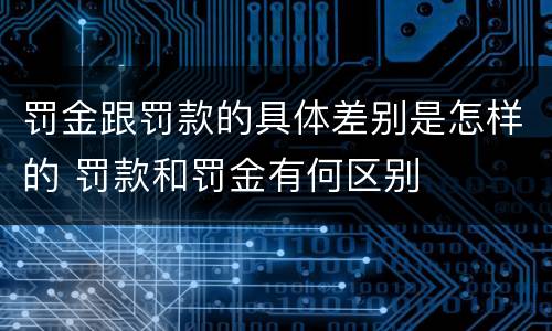 罚金跟罚款的具体差别是怎样的 罚款和罚金有何区别