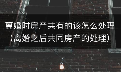 离婚时房产共有的该怎么处理（离婚之后共同房产的处理）