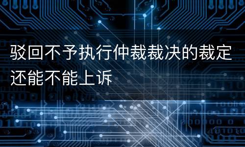 驳回不予执行仲裁裁决的裁定还能不能上诉