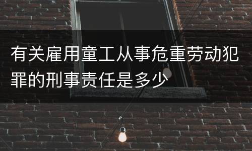 有关雇用童工从事危重劳动犯罪的刑事责任是多少