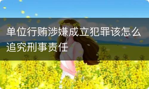 单位行贿涉嫌成立犯罪该怎么追究刑事责任
