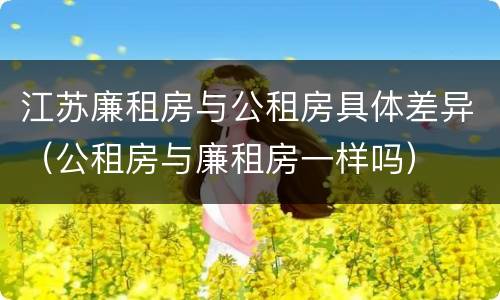 江苏廉租房与公租房具体差异（公租房与廉租房一样吗）