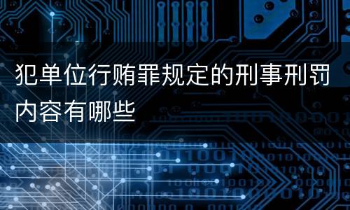 犯单位行贿罪规定的刑事刑罚内容有哪些