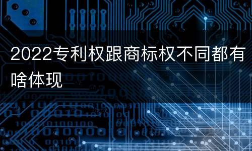 2022专利权跟商标权不同都有啥体现