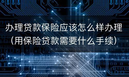 办理贷款保险应该怎么样办理（用保险贷款需要什么手续）