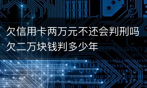 欠信用卡两万元不还会判刑吗欠二万块钱判多少年