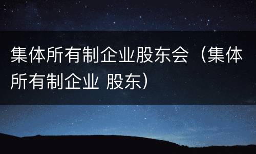 集体所有制企业股东会（集体所有制企业 股东）