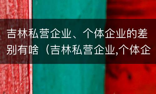 吉林私营企业、个体企业的差别有啥（吉林私营企业,个体企业的差别有啥）