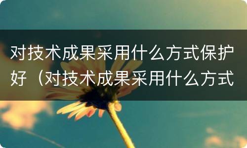 对技术成果采用什么方式保护好（对技术成果采用什么方式保护好客户）