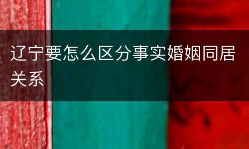 辽宁要怎么区分事实婚姻同居关系