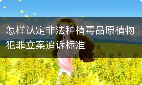 怎样认定非法种植毒品原植物犯罪立案追诉标准