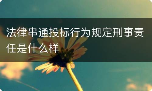 法律串通投标行为规定刑事责任是什么样