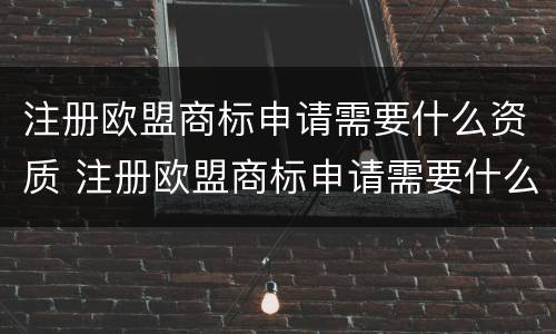 注册欧盟商标申请需要什么资质 注册欧盟商标申请需要什么资质和条件