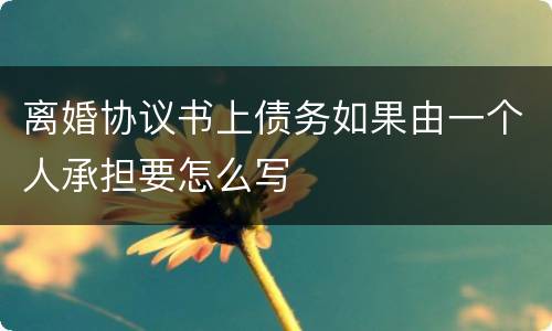 离婚协议书上债务如果由一个人承担要怎么写