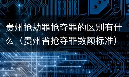 贵州抢劫罪抢夺罪的区别有什么（贵州省抢夺罪数额标准）