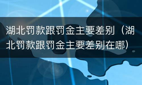 湖北罚款跟罚金主要差别（湖北罚款跟罚金主要差别在哪）