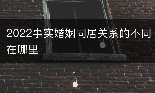 2022事实婚姻同居关系的不同在哪里