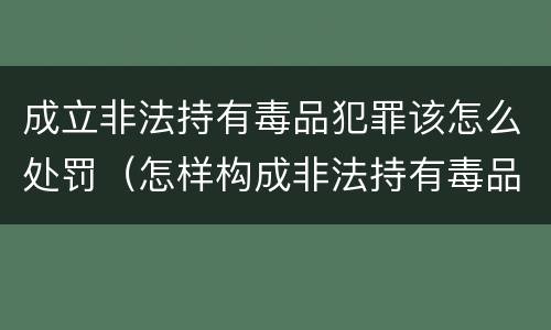 成立非法持有毒品犯罪该怎么处罚（怎样构成非法持有毒品罪）