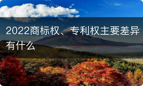 2022商标权、专利权主要差异有什么