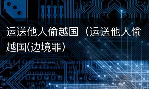 运送他人偷越国（运送他人偷越国(边境罪）