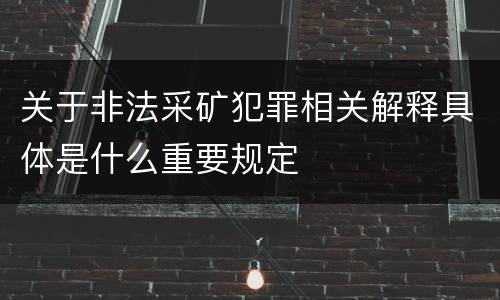关于非法采矿犯罪相关解释具体是什么重要规定