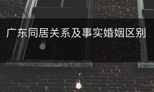 广东同居关系及事实婚姻区别