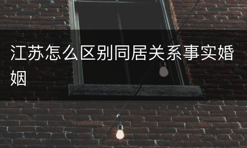 江苏怎么区别同居关系事实婚姻